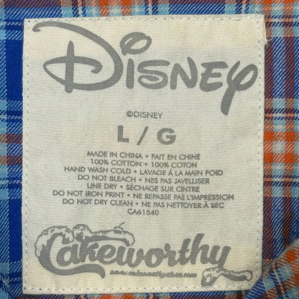 Disney Cakeworthy Cinderella Jac Flannel Mens L Blue Dream Wish Heart Makes - Picture 4 of 11